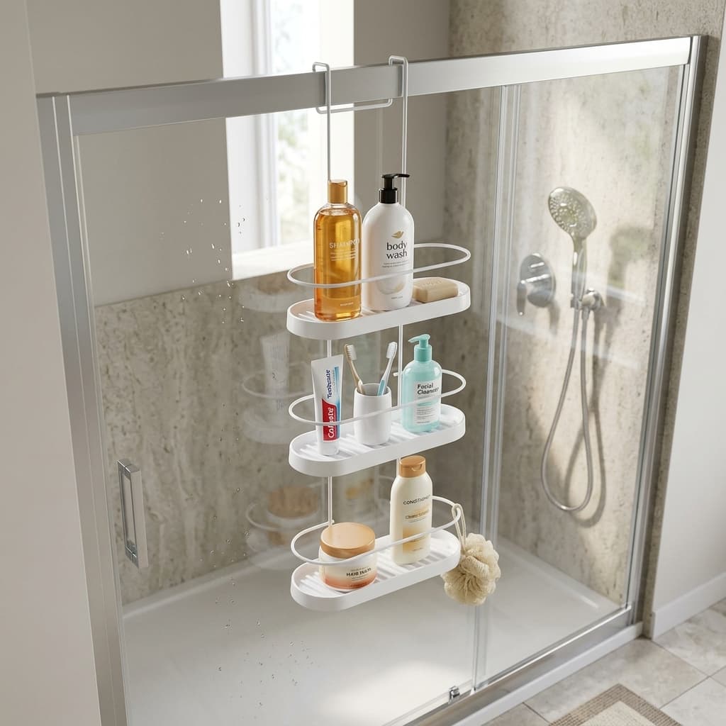 Porta Shampoo Suporte Box 3 Andares Sem Furo Não Enferruja Organizador Banheiro