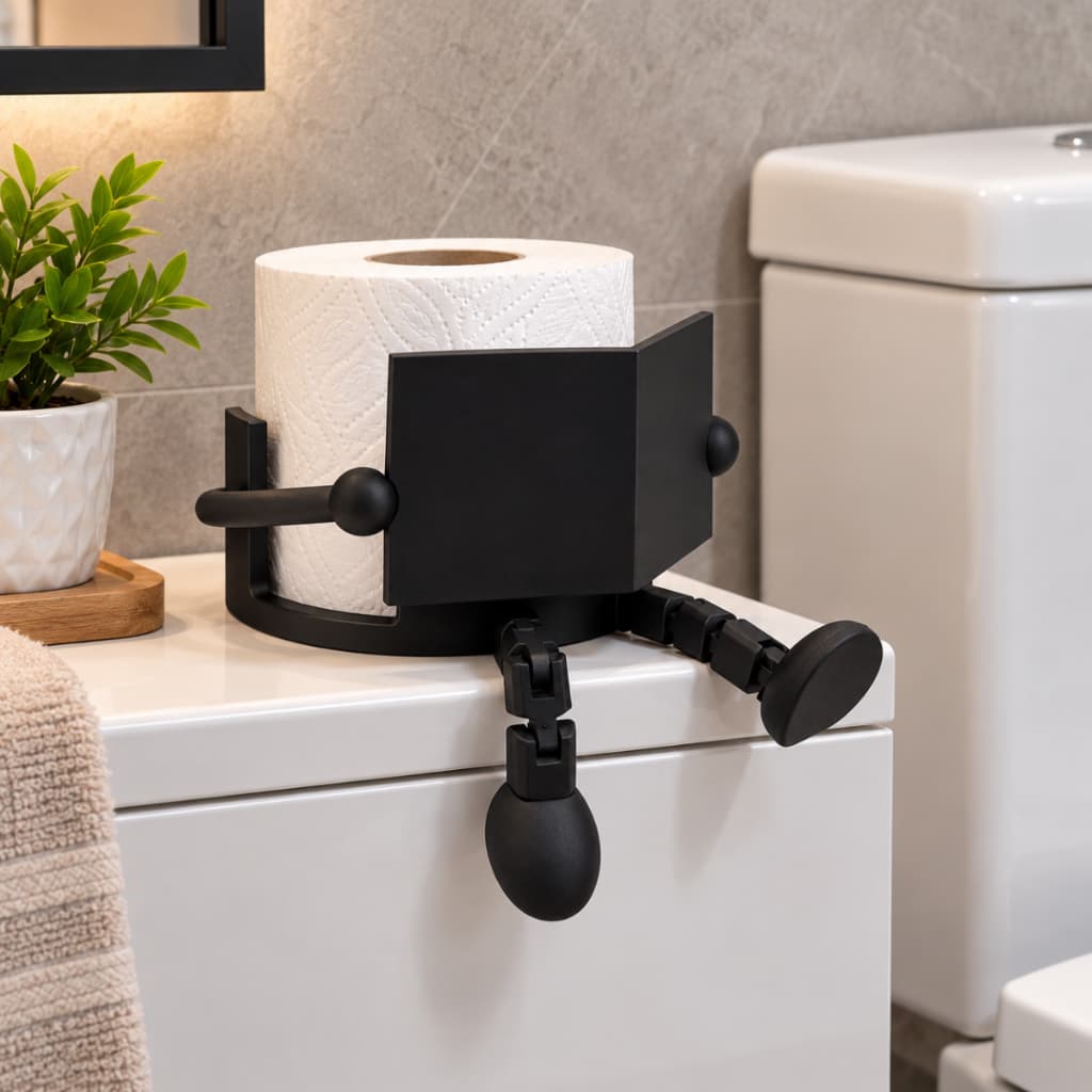 Suporte Porta Papel Higiênico com Pernas Articuladas Divertido Decorativo para Banheiro Moderno Criativo