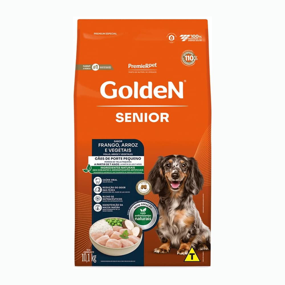Ração Golden Fórmula Mini Bits para Cães Senior de Porte Pequeno Sabor Frango e Arroz 10.1kg
