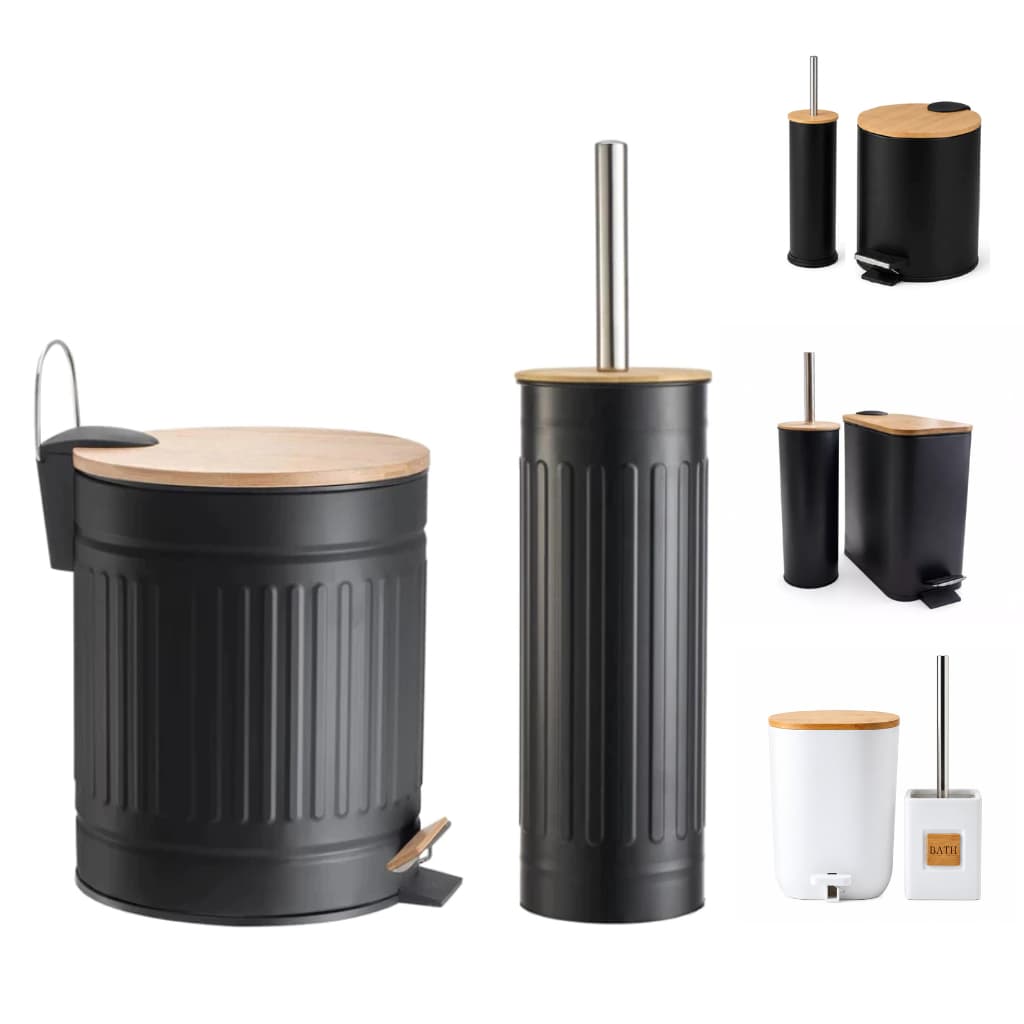 Kit Banheiro Lixeira 3L ou 5L Com Pedal Com Cesto Escova Sanitária Lavabo Vintage