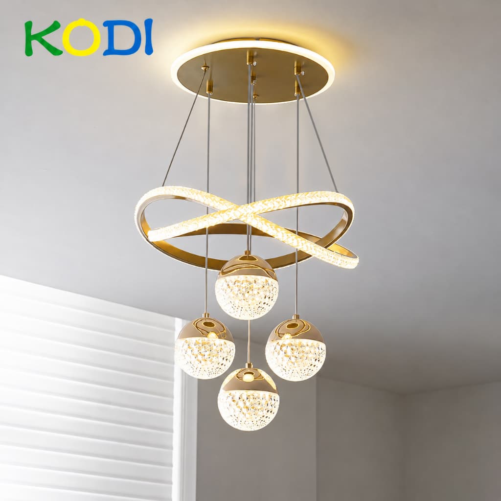 Lustre de Cristal 3 Cores, Lustre para Sala de Jantar e Quarto Moderno de Cristal 110V/220V -O16/O15