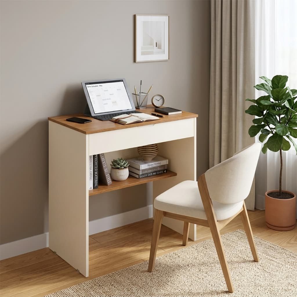 Mesa Escrivaninha Com Gaveta E Nicho Para Quarto Escritório E Penteadeira De Parede Multiuso Oferta