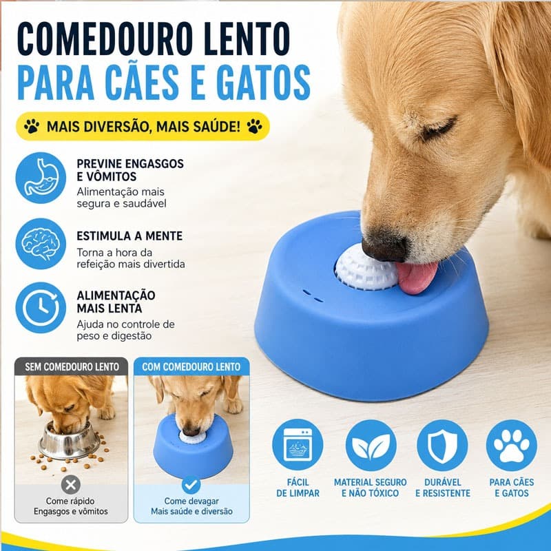 Lambedor Canino, Brinquedo para Pet, Comedouro Lento, Anti Ansiedade para Pets