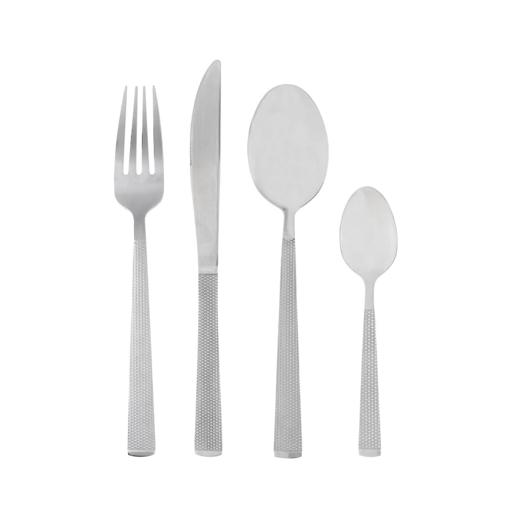 Faqueiro 16 Peças Aço Inox Santorini Lyor Prata Jogo de Talheres Completo para 4 Pessoas Mesa Posta Sobremesa Resistente