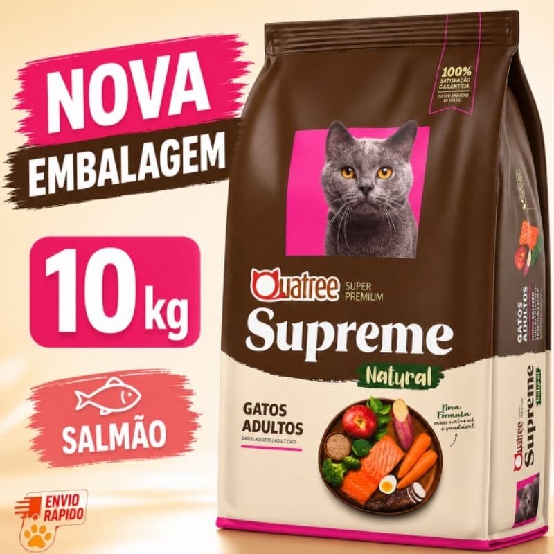 Ração Quatree Supreme Gatos Adultos Salmão e Batata Doce 10,1kg Super Premium