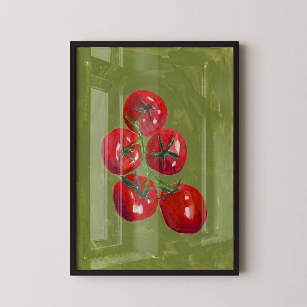Quadro Decorativo Arte Minimalista Tomates Com Moldura