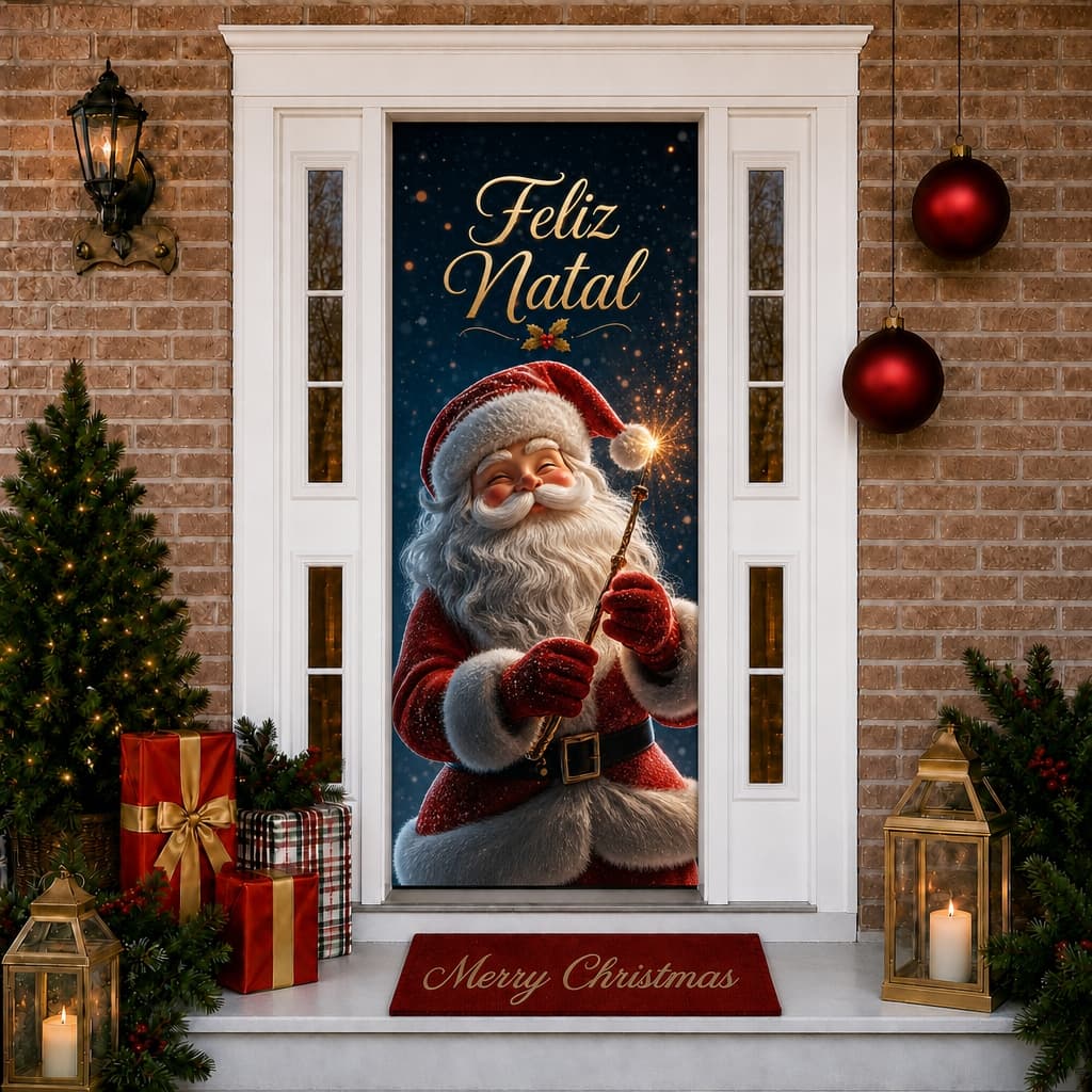 Capa Porta Painel Mesa Feliz Natal Papai Noel