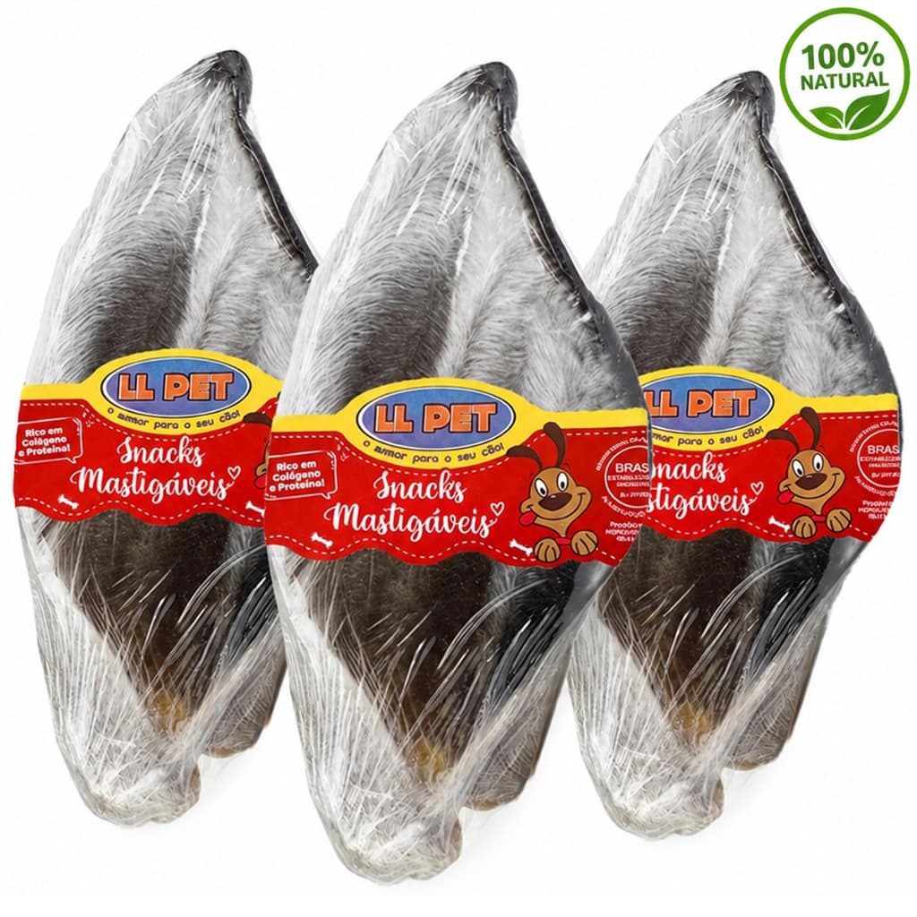 Orelha Bovina com Pelos 100% Natural para Cães LL Pet