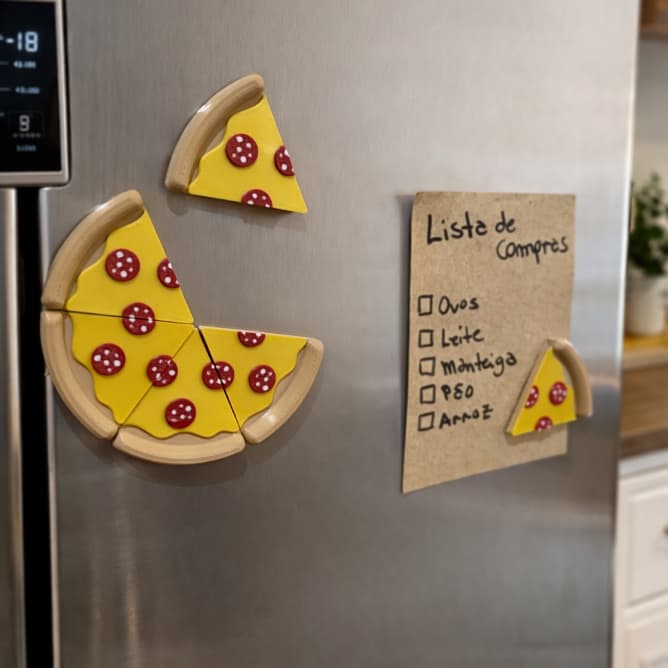 Ímã de Geladeira Pizza 3D Realista 🍕 Decoração Divertida Cozinha Presente Criativo Imã Decorativo Alta Qualidade
