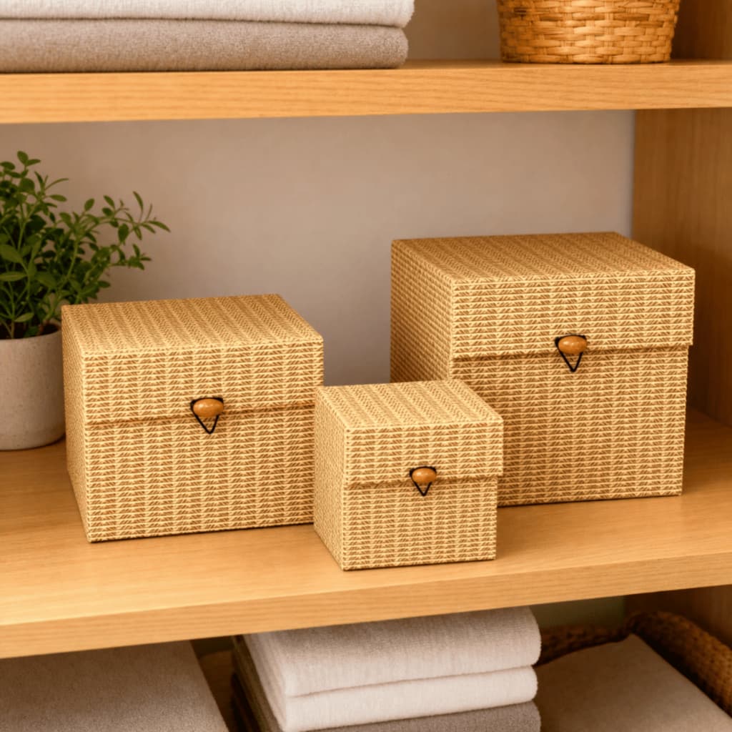Caixas Decorativas Porta Objetos Bambu Quadrado Organizadores Multiuso Cestos