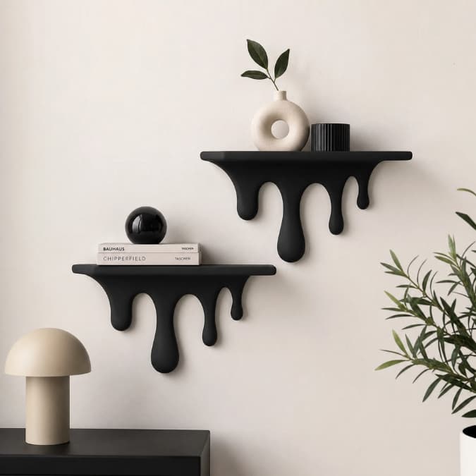 Kit 2 Prateleiras Aesthetic Escorrendo Decorativa Quarto Sala 17cm