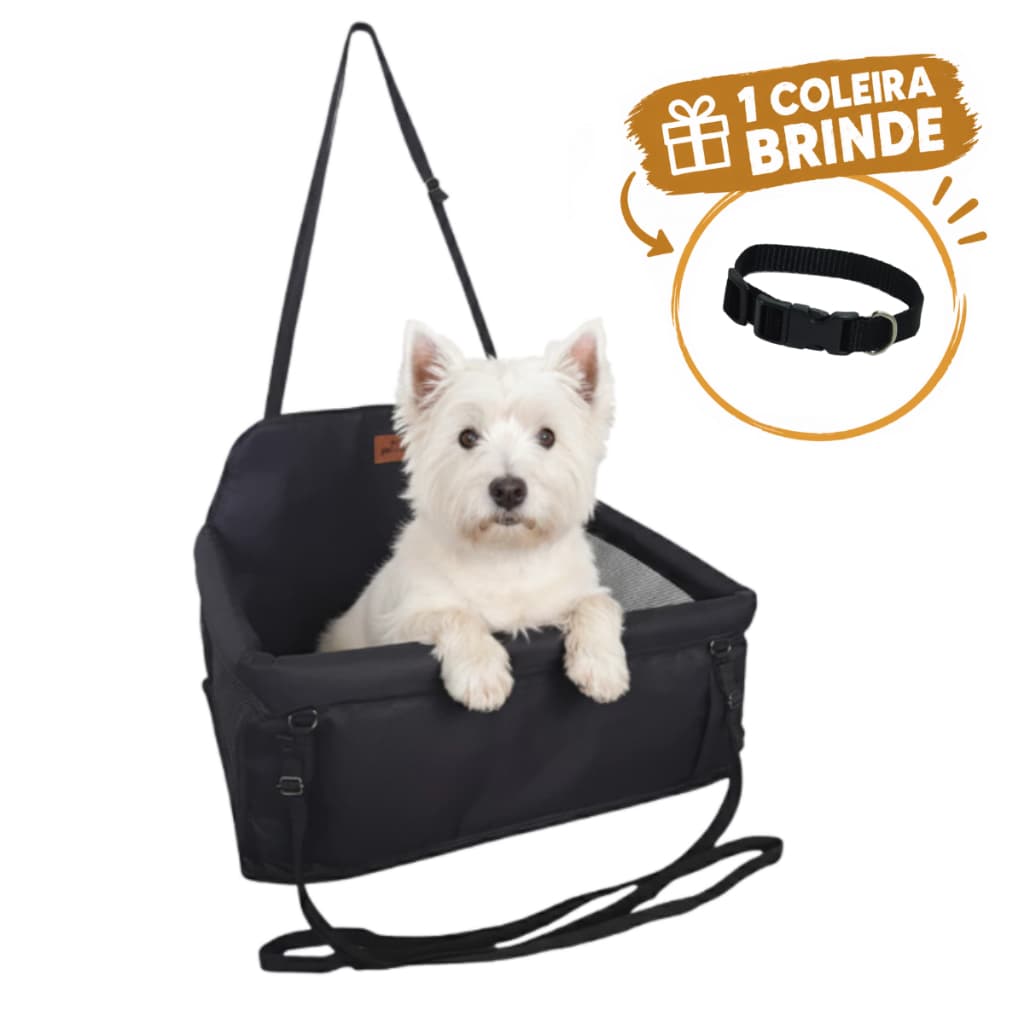 Assento Pet para Carro até 30kg Cadeira de Transporte para Cachorro e Gato