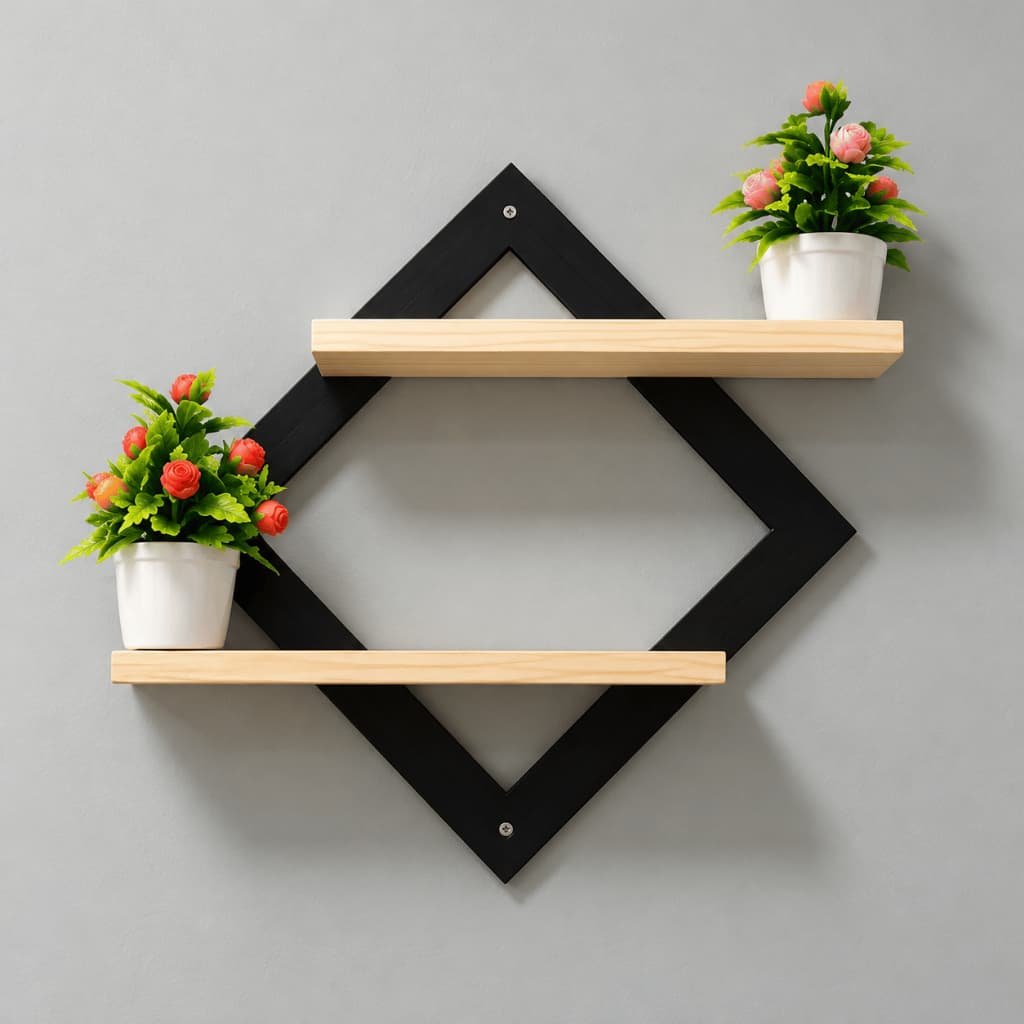 Kit Prateleira Suspensa Decorativa de pinus  Suporte para Plantas Nicho Rustico Pinus e MDF