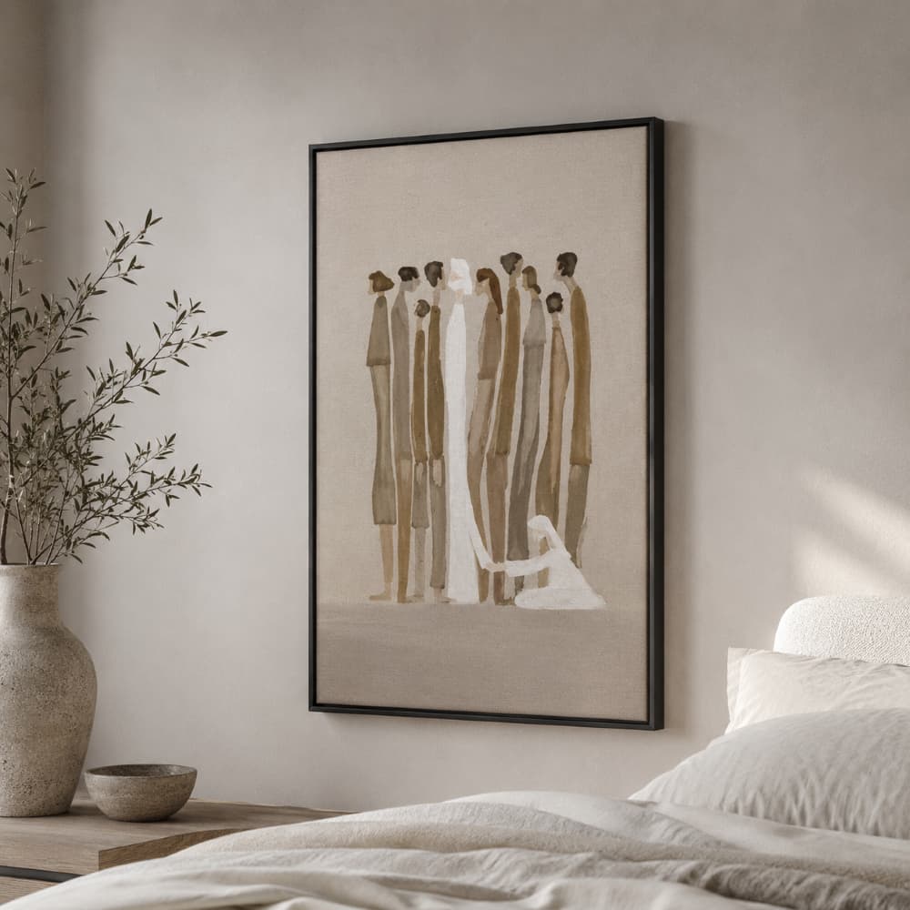 Quadro Decorativo Vertical Cristão Mulher Toca em Jesus Decor em Tecido Canvas