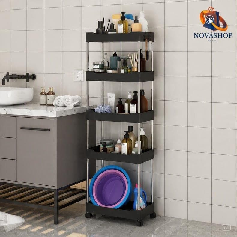 Organizador Móvel Com 4 Prateleiras Para Diversos Itens Com Rodinha