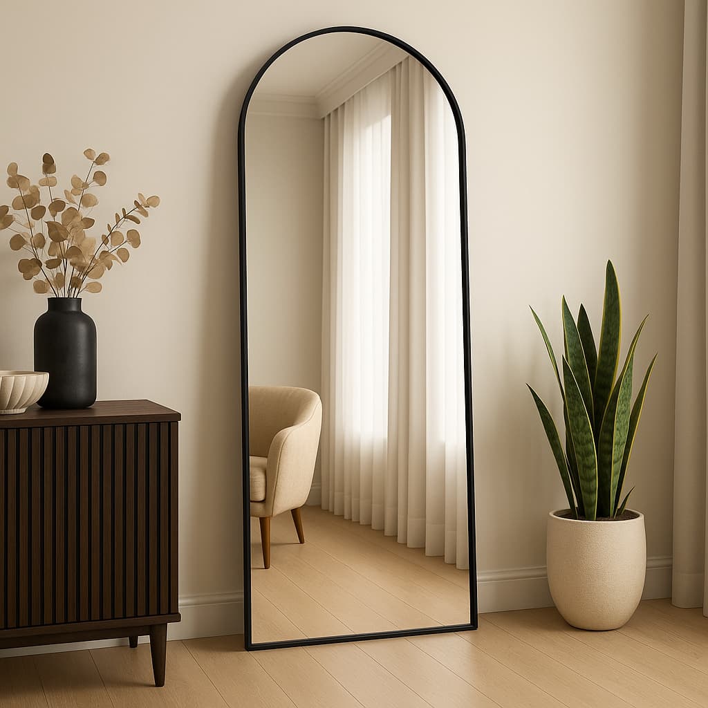 Espelho Corpo Inteiro 40cm x1m Portal Grande De Chão Moldura Couro Decoração Sala Lavabo Closet Loja