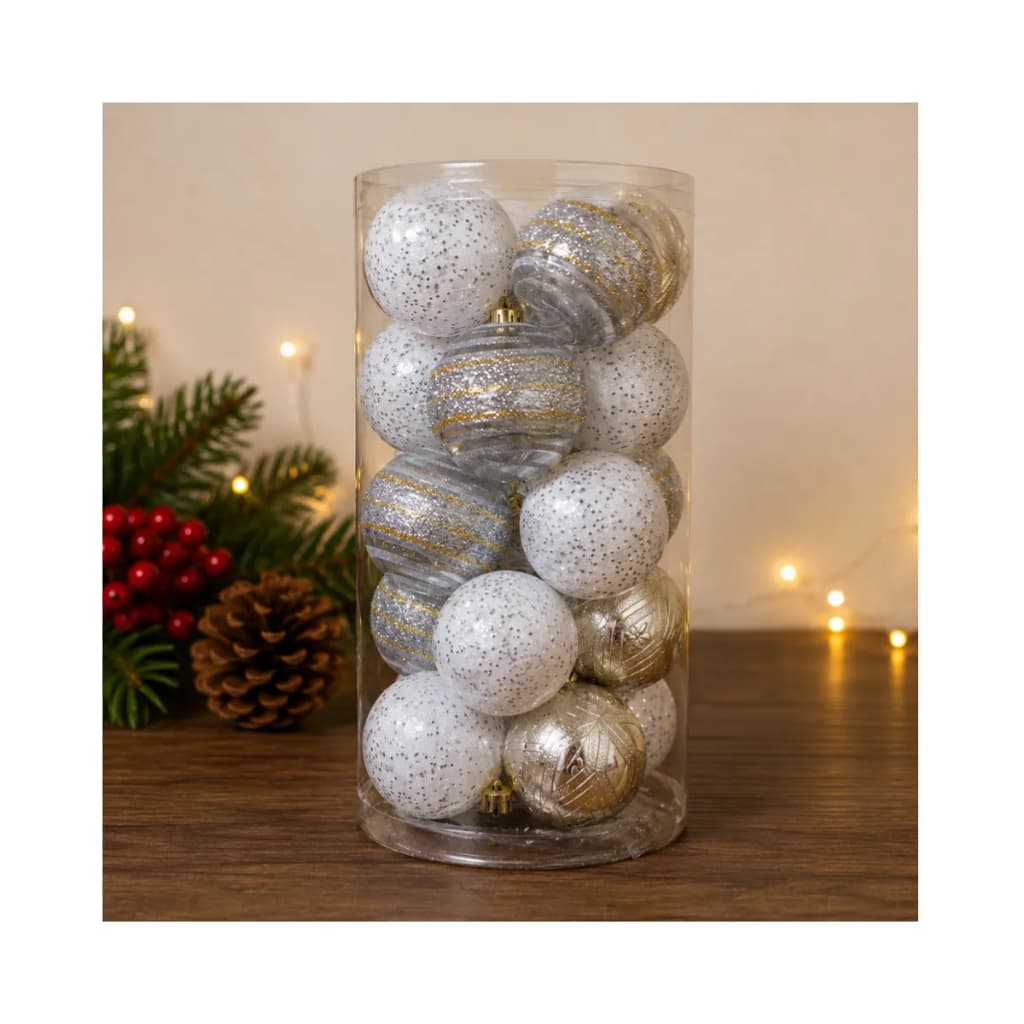Kit 24 Bolas De Natal 6cm Enfeites Natalino Árvore Decoração Presentes Guirlanda Luxo