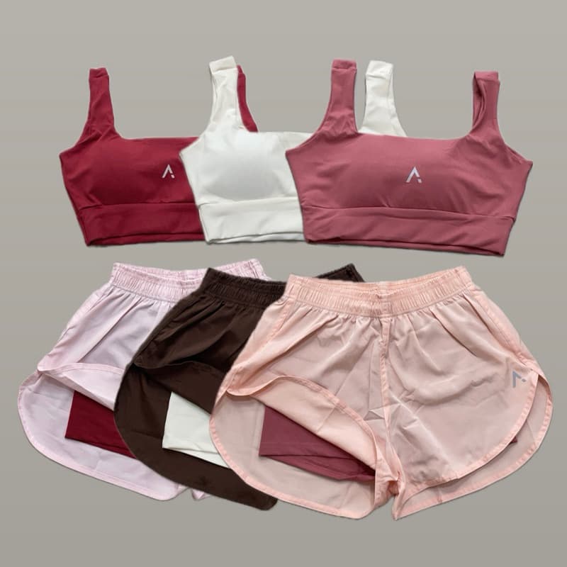 Conjunto de Short Duplo em poliamida e tectel soltinho e Top fitness RESERVA Camila