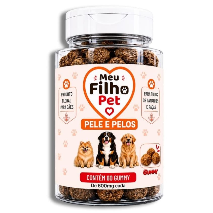 Pele e Pelos Gummy Para Cachorro e Cães  60 Gummies Anti Queda Imunidade Pet
