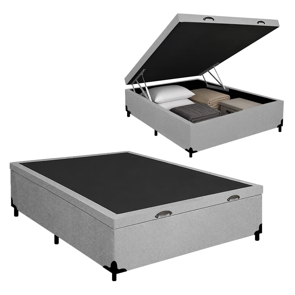 Cama Box Baú Casal Suede SerenePrime Cinza 138x188x44