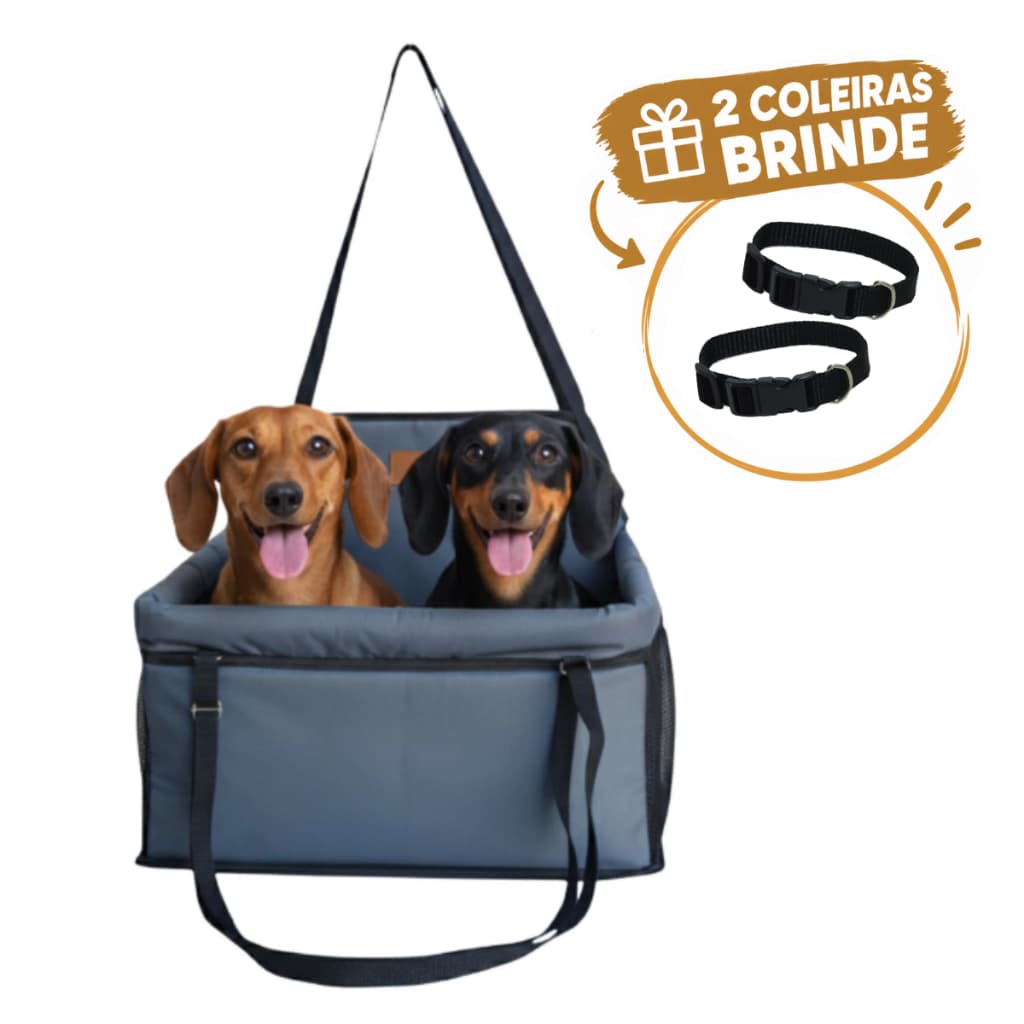 Cadeirinha Assento Para 2 Pets Juntos de Carro Cadeira Transporte Para Cachorro Gato Até 15kg
