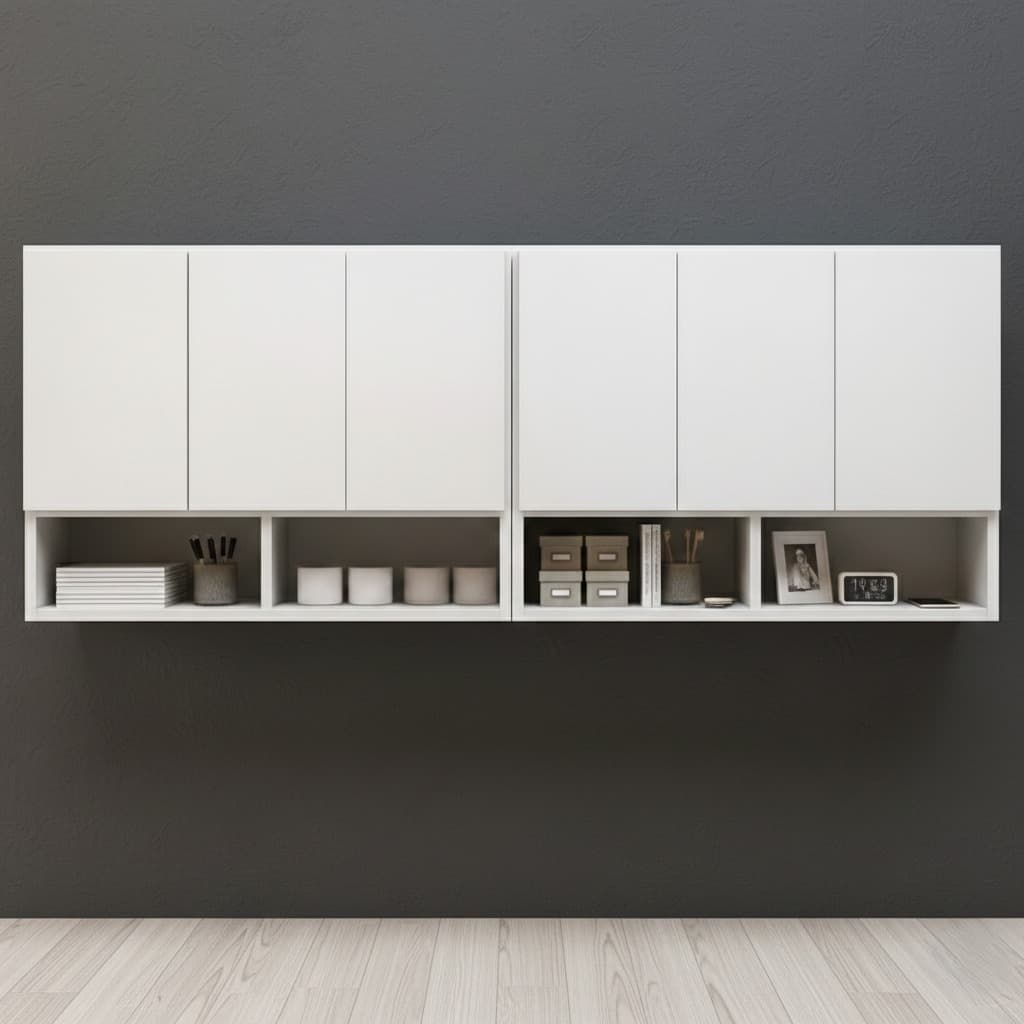 QUEIMA DE ESTOQUE Kit-Armário Aéreo Suspenso 6 Portas – Organização Perfeita para Quartos