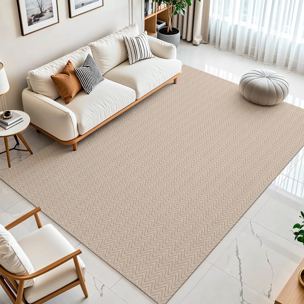 Tapete Sala 2,50 x 2,00m 100% Algodão Antiderrapante Moderno Grande Bege Creme Bege Cinza