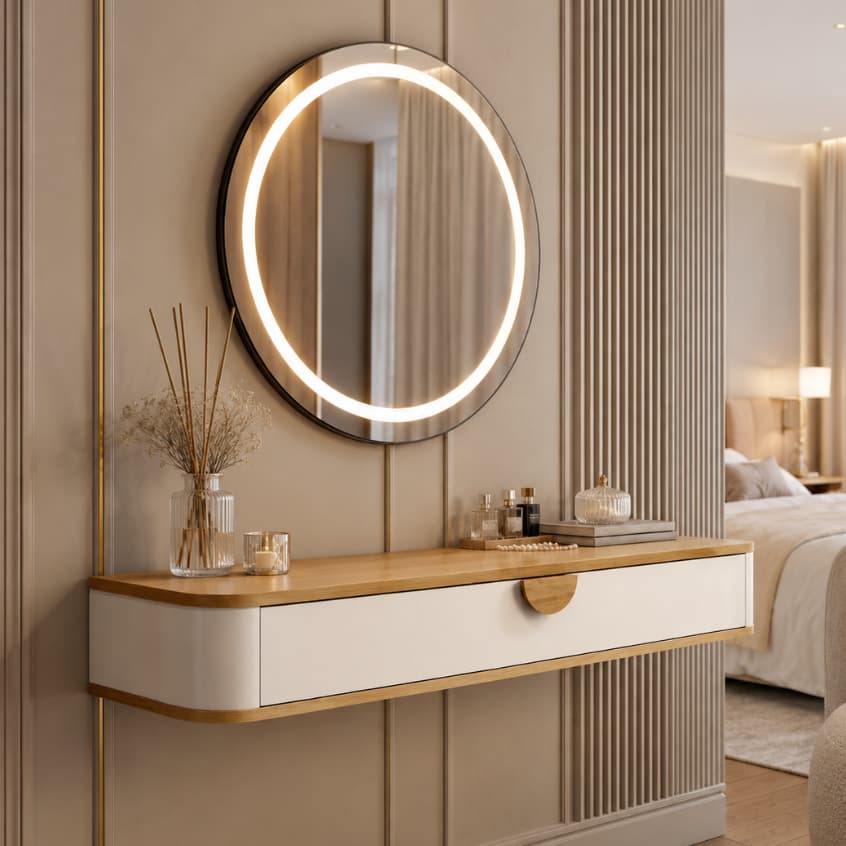 Penteadeira Suspensa Camarim com Gaveta Multifuncional para Quarto Organizador Decorativa Retrô MDF