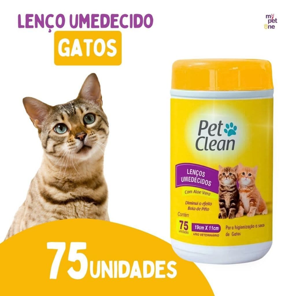 Lenços Umedecidos Pet Clean para Gatos - 75 Unidades