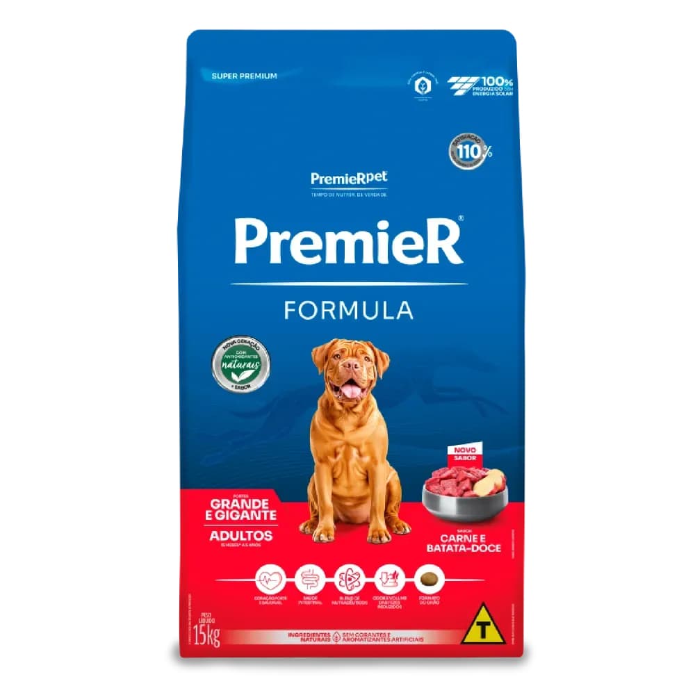Ração Premier Fórmula Cães Adultos Raças Grandes Carne e Batata Doce 15kg