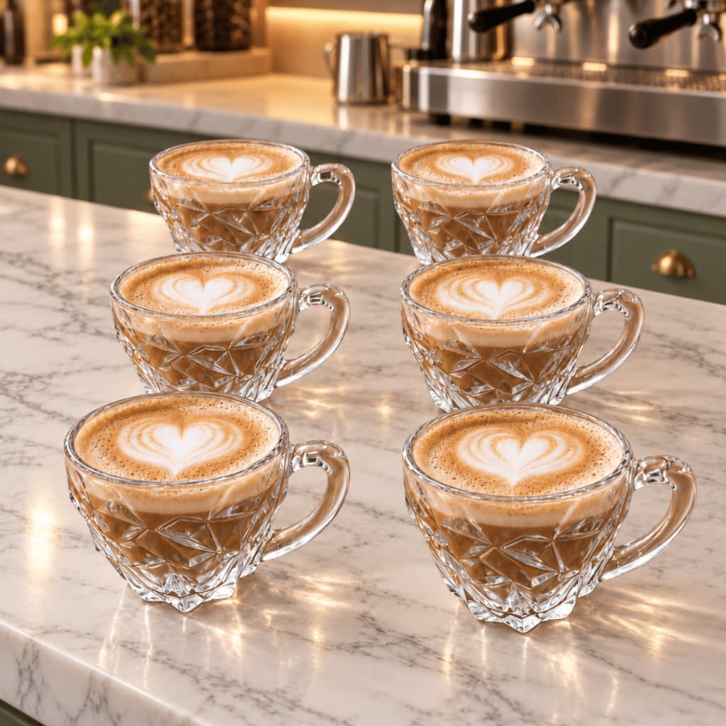 Jogo de Xicaras de Vidro Modelo ROCKS 105ml Moderna Para Cozinha e Café Chá Resistente