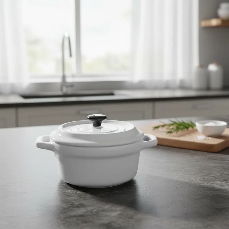 MINI CACAROLA PORCELANA BLACK LID BRANCA