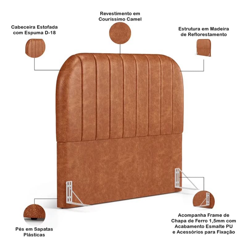 Cabeceira Orgânica Cama Solteiro Alice 90cm Courino