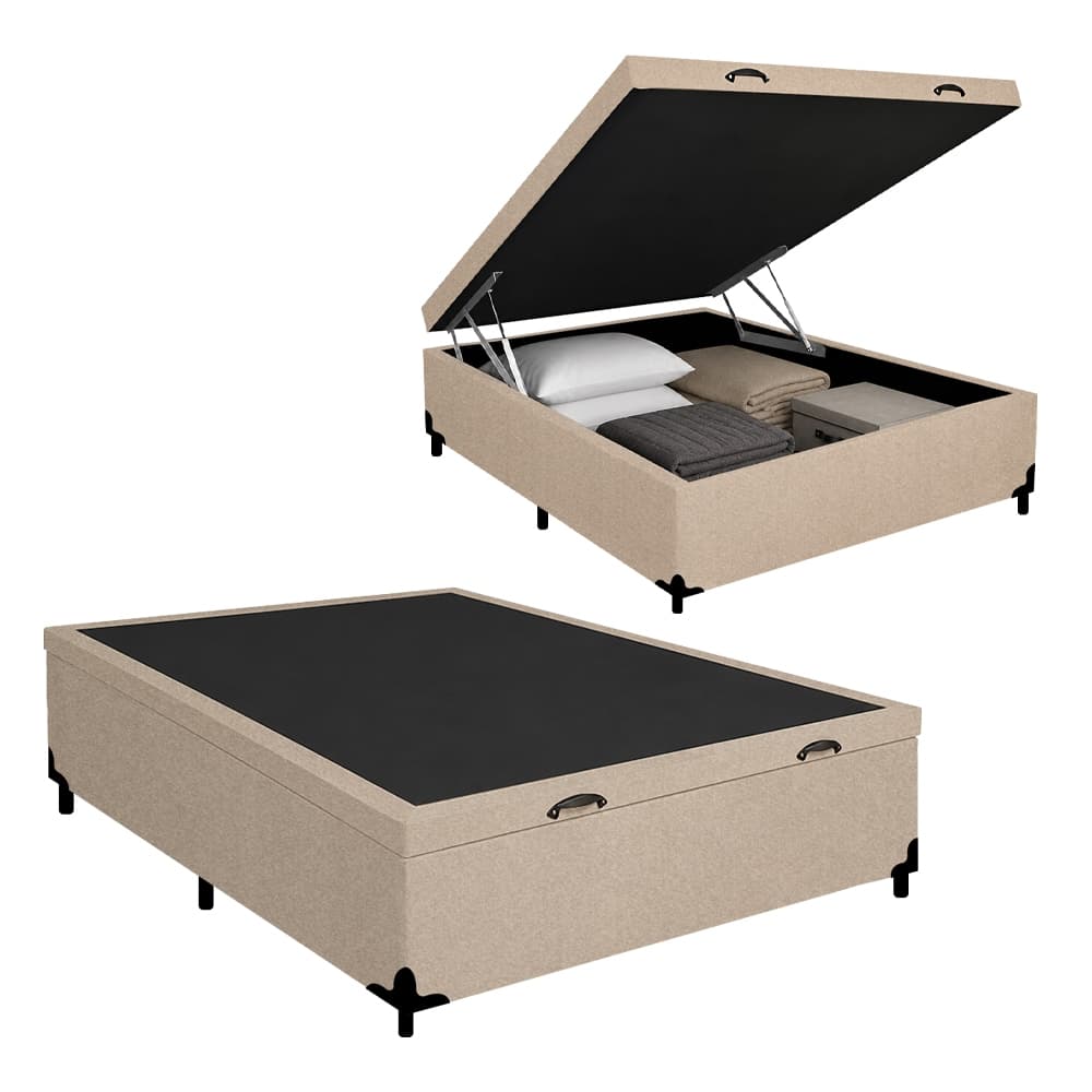 Cama Box Baú Casal Suede SerenePrime Bege 138x188x44