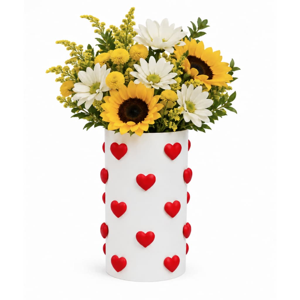 Vaso Decorativo Branco com Corações 3D | Moderna para Flores Naturais ou Permanentes Sala e Mesa