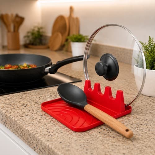 Suporte  Utensílios Cozinha Prático Organizador Talher Suporte Tampa Panela