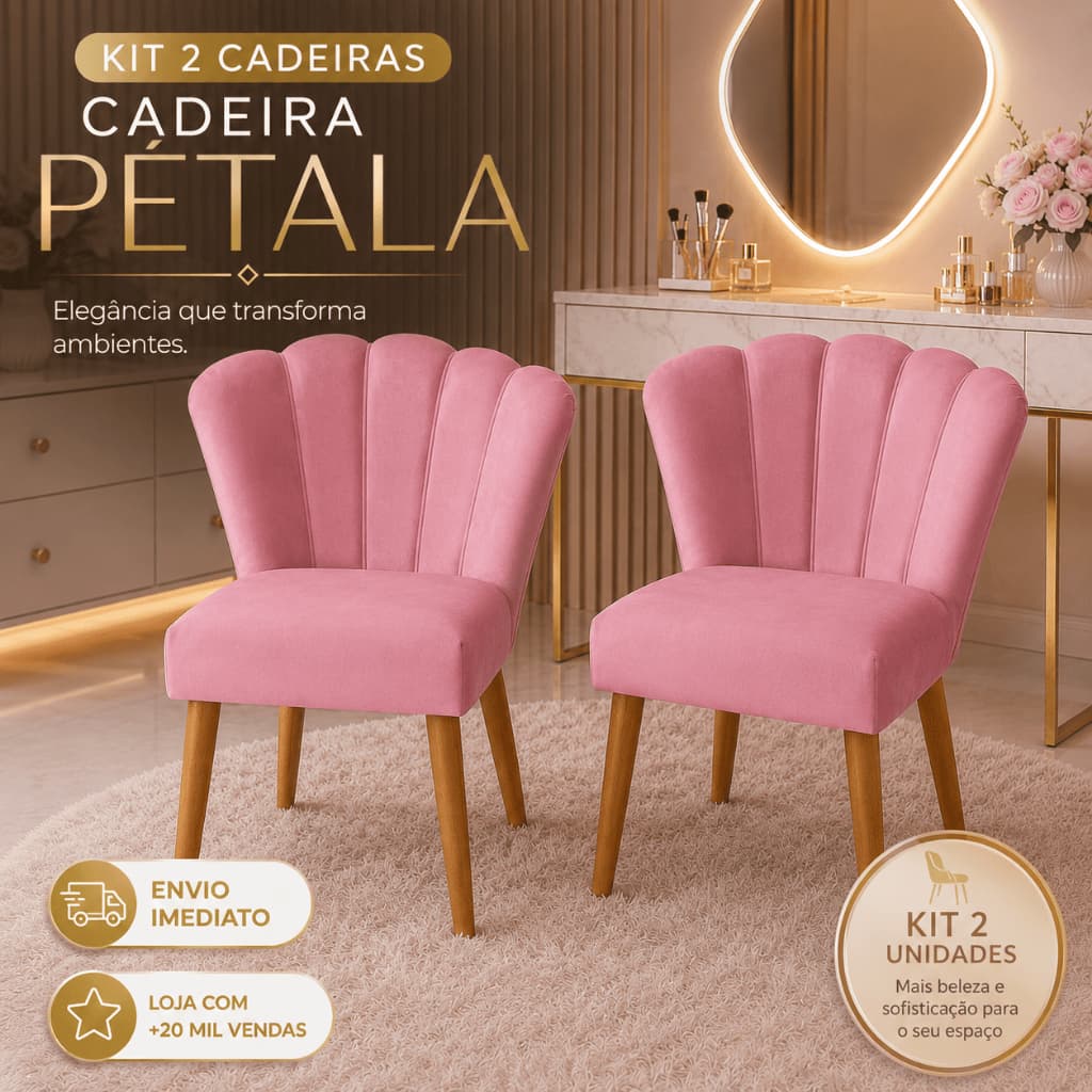 Kit 02 Cadeira Pétala Sala de Jantar Veludo Premium