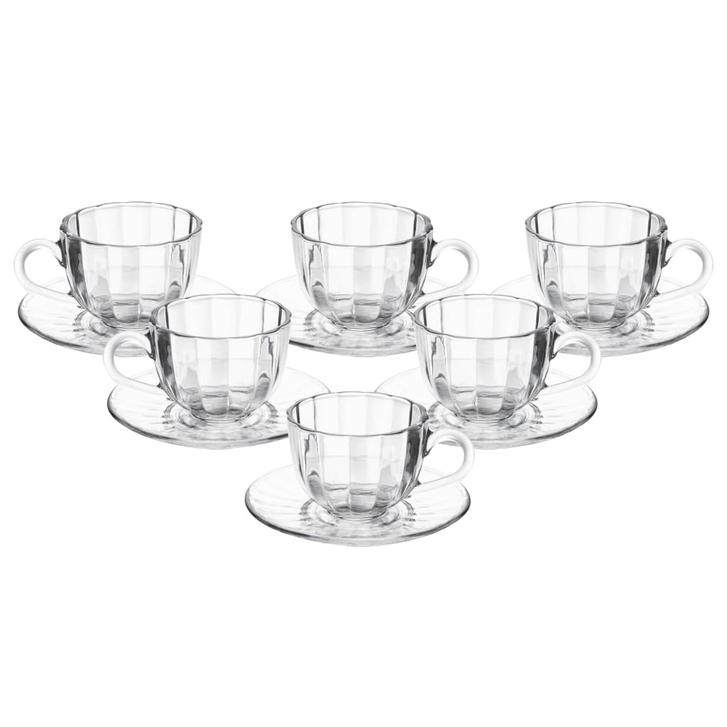 Conjunto de 6 Xícaras de Café Wolff Pétala Vidro com Pires 100ml para Cozinha Mesa Posta Decoração Sala Presente Prático