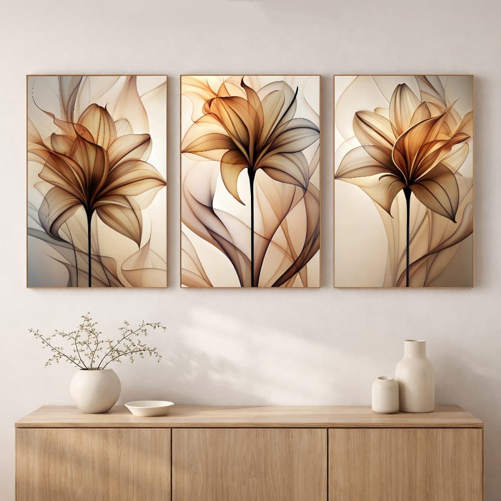 Quadro Decorativo Floral Contemporâneo Com Moldura Decoração Sala Quarto