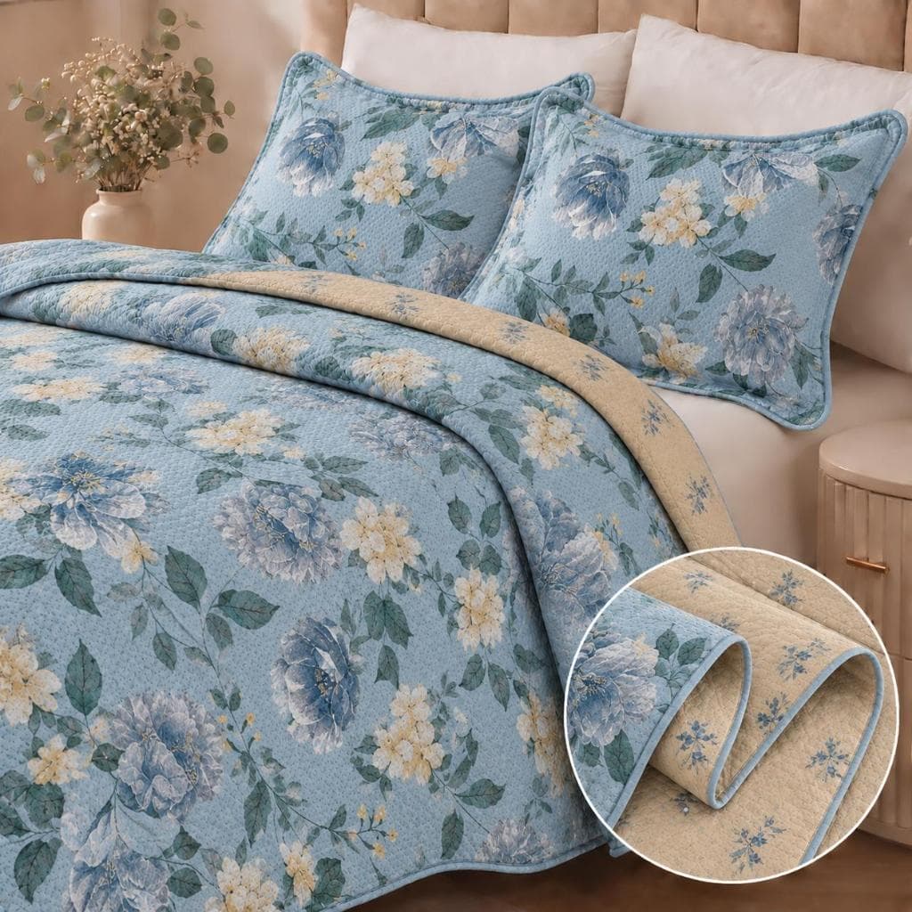 Kit Cobre Leito Colcha Paris 3 Peças Dupla Face 150 Fios Matelado Boutis Estampado Toque Macio Premium Conjunto De Roupa
