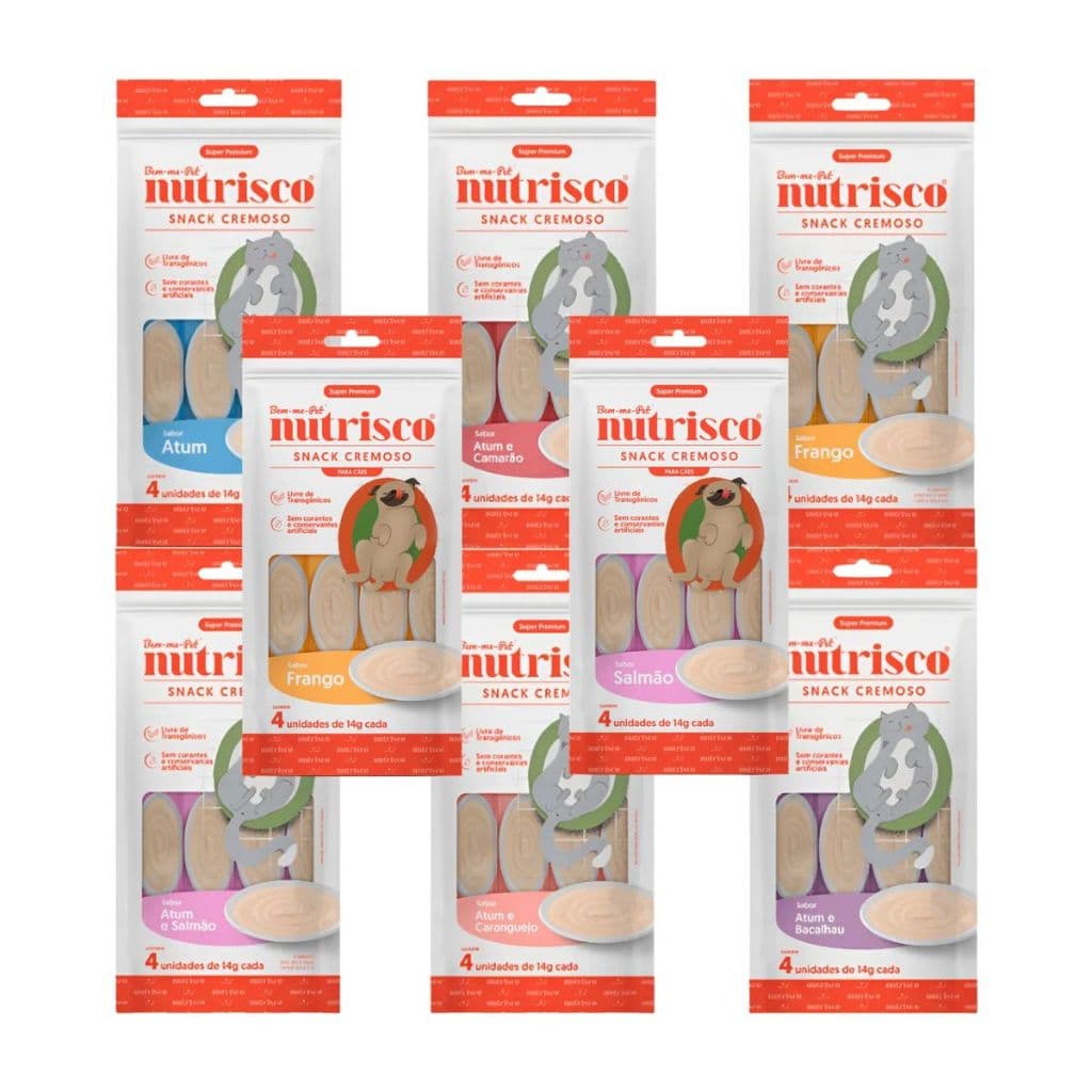 Snack Cremoso Nutrisco Para Gatos e Cães Petisco Super Premium Sabores Variados 56g - Bem-me-Pet