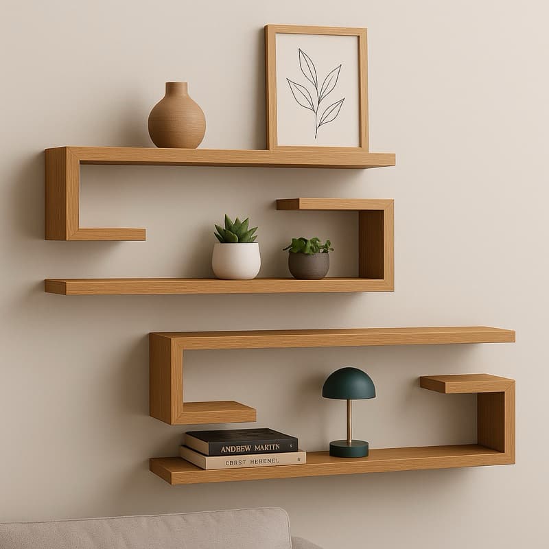 Kit de Nichos Em Formato  Jota  Sala  Escritório Prateleira Decorativa Parede