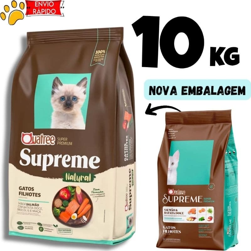Ração para Gatos Filhotes 10,1kg Quatree Supreme Super Premium Salmão & Batata Doce