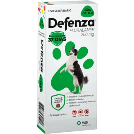 Defenza Antipulgas E Carrapatos Msd Cães 10 A 20 Kg Cor Verde