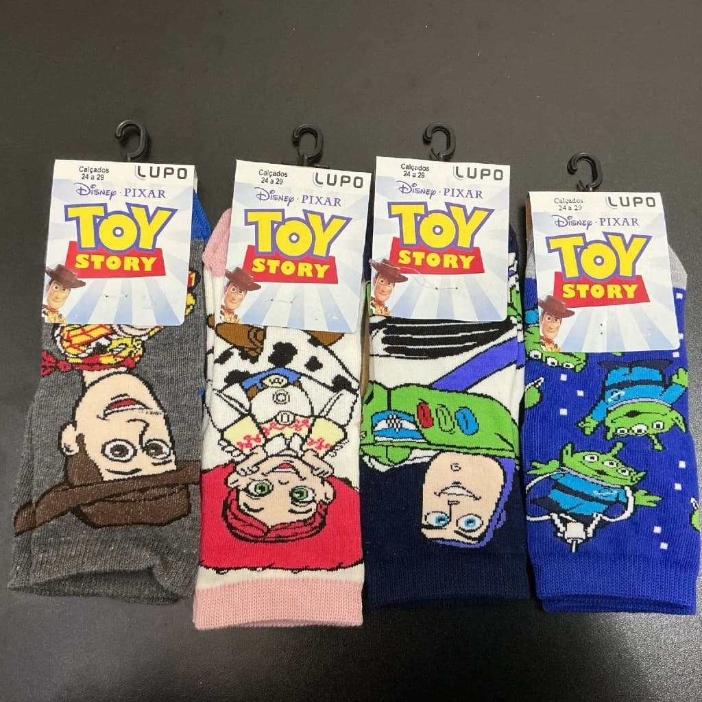 Meia Toy Story Lupo Disney Infantil Cano Médio Algodão