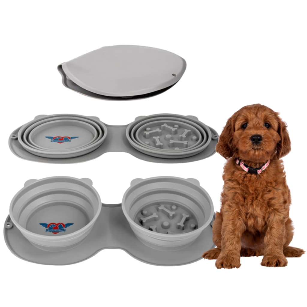 Comedouro Cachorro Duplo Para VIAGEM ou AVENTURA Compacto Fácil Limpeza Comedouro Gato Pet Bebedouro