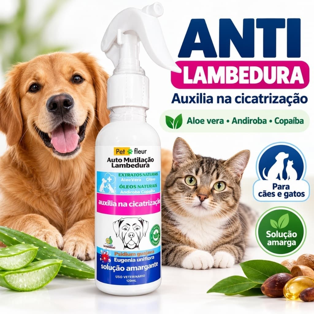 Educador Anti Mutilação Lambedura Cicatrizante Pet Natural Caes Gatos - Envio Imediato