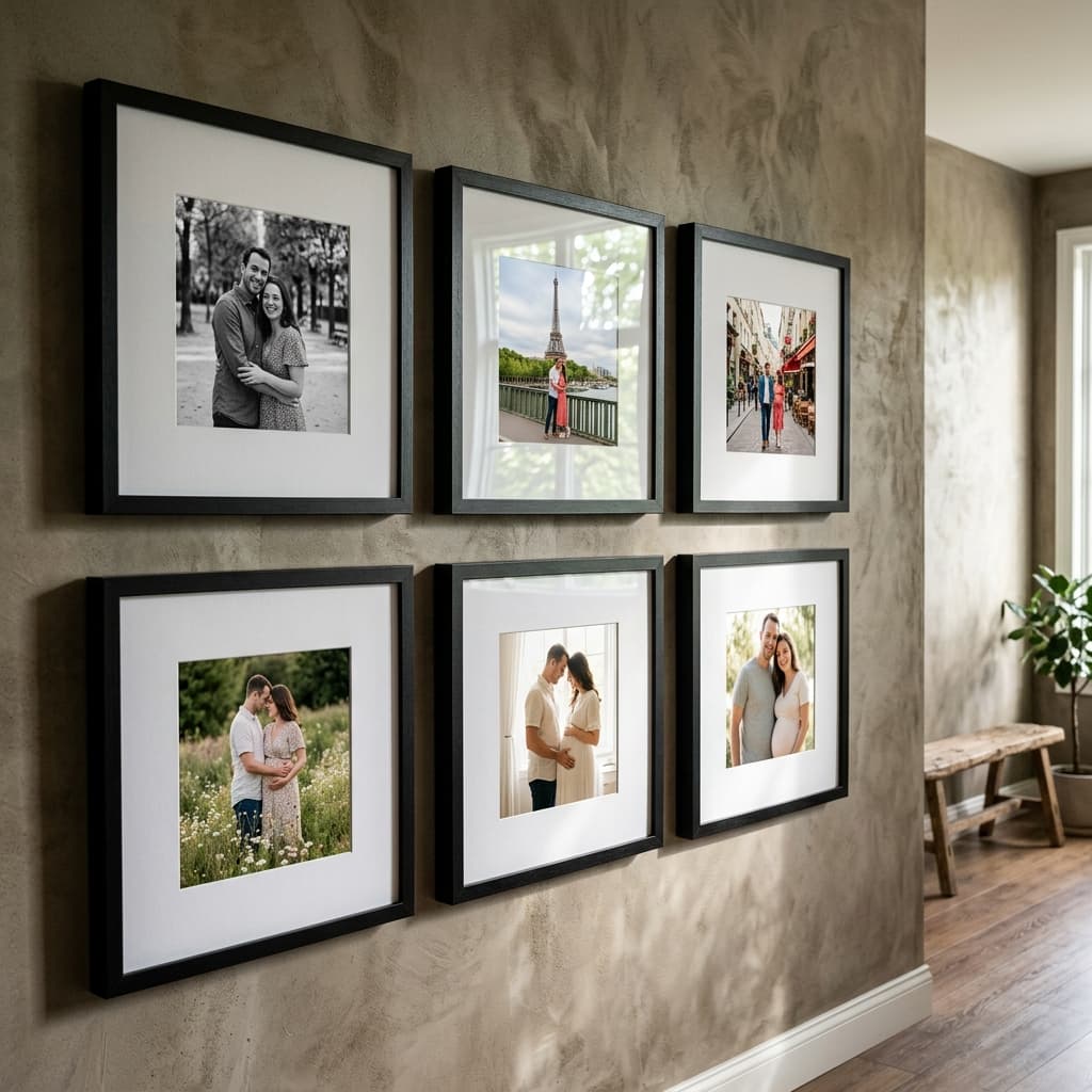 Kit 6 Quadros Decorativos 23x23 Para Sala Quarto Com Vidro Acrílico