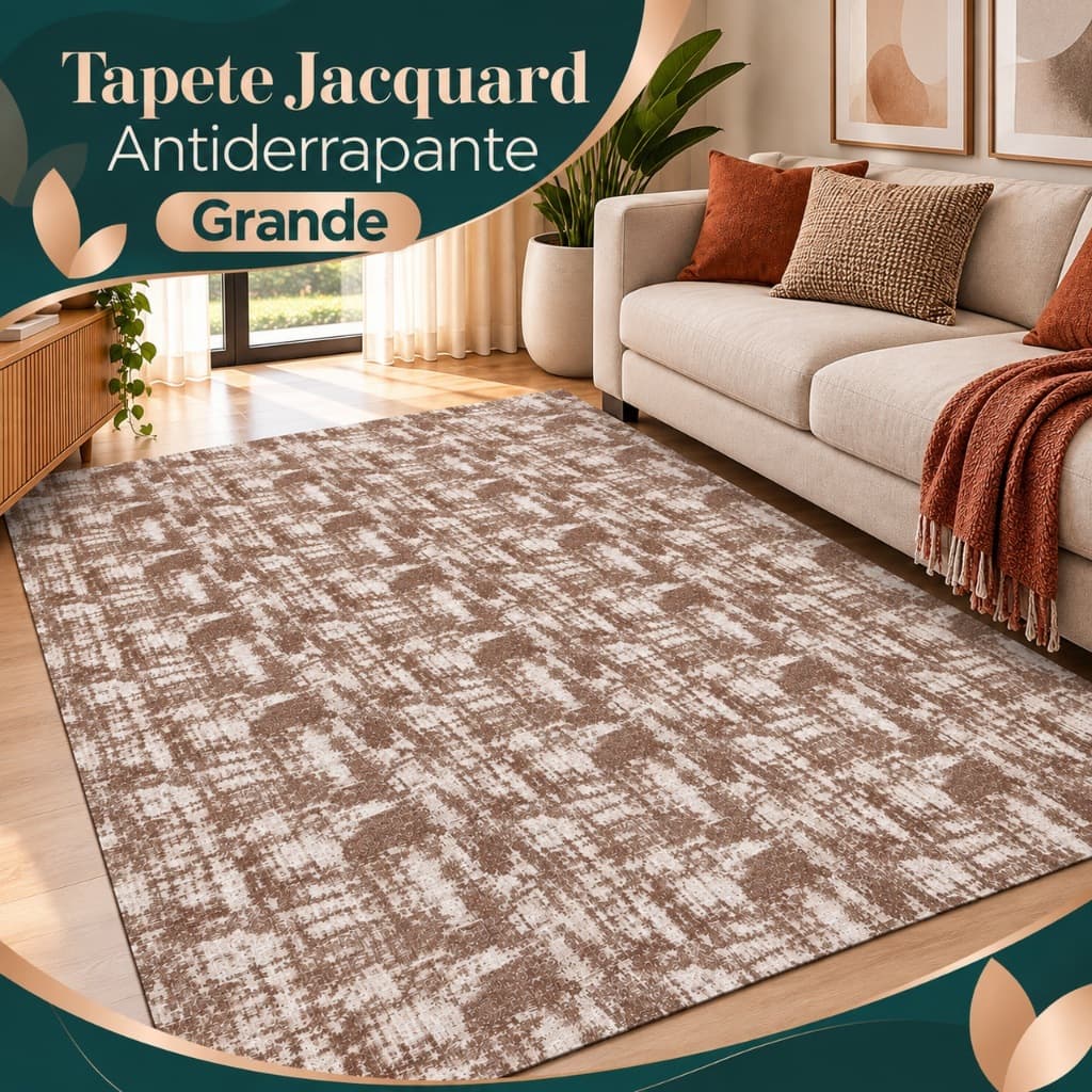 Tapete Jacquard 3,00 m x 2,00 m e 2,00 m x 2,50 m Antiderrapante Geométrico Sala Escritório Quarto