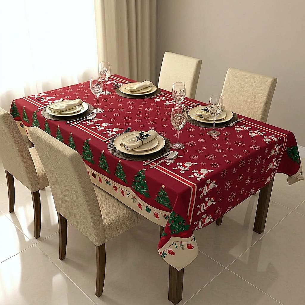 Toalha Forro de Mesa Natal 4, 6, 8, 10, 12, 14 lugares para Decoração de Natal.